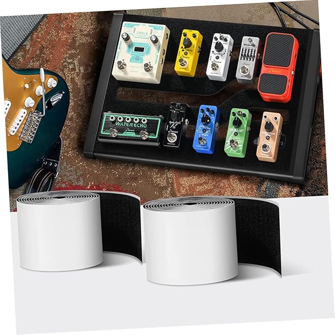 2rolls Electric Guitar Pedal Mounting Tape Hook and Loop Fasteners Durable Grip for Secure Pedal Board Setup for Guitarists and Musicians