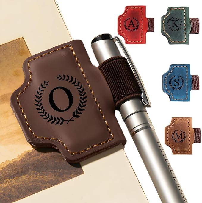 MOTEERLLU Custom Magnetic Bookmarks for Women Men, Leather Book Marker Gifts for Book Lovers, Readers, Teachers, Mom, Personalized Initial Bookmark Holder Page Marker for Reading