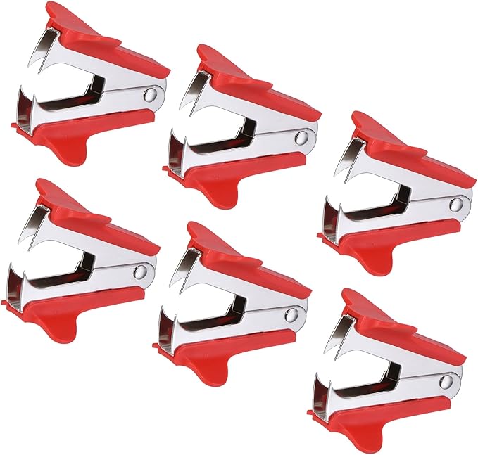 MECCANIXITY Staple Remover Tools, Staplers Puller Steel Jaw for Office Home Desktop Supply Accessory, Red Pack of 6