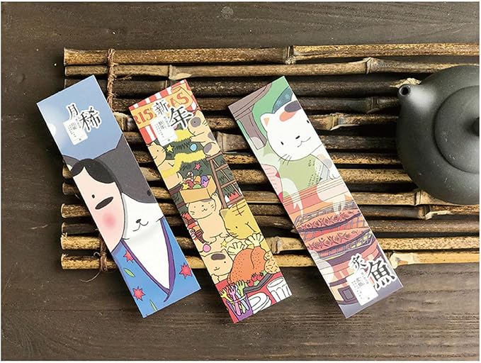 Cute Funny Animal Theme Colorful Bookmarks, 30 PCS (Japanese Cats)