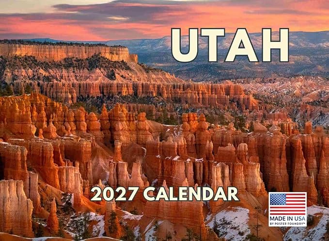 Utah Calendar 2027 Monthly Wall Calender 12 Month