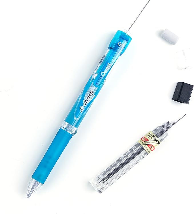 Pentel E-Sharp Mechanical Pencil, 0.50 mm, Sky Blue Barrel, 12- Count (AZ125S)