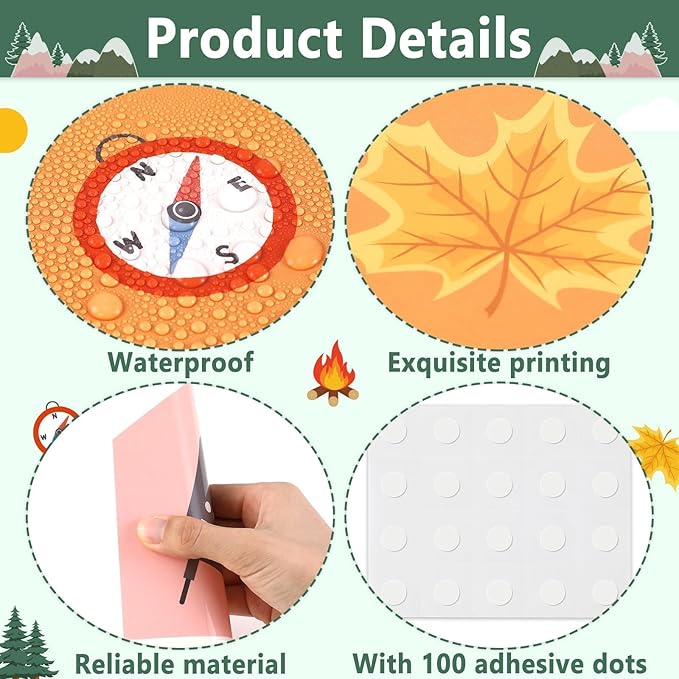 Camping Bulletin Board Set Woodland Classroom Decor Welcome to Our Camp Forest Mountain Classroom Decorations Border Adventure DIY Photo Craft Camper Cutouts for Students School Wall Party Supplies