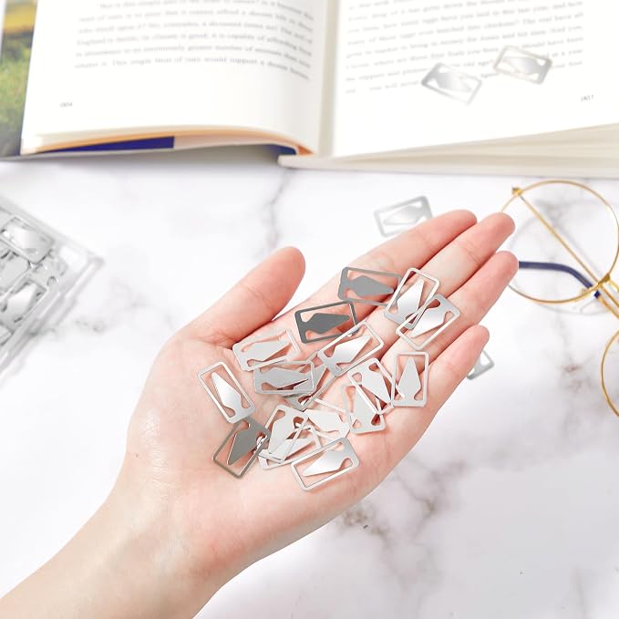 Spakon 100 Count Tin Mixed Metals Book Line Markers Arrow Bookmarks and Page Markers for Reading Teachers Students Book Lovers School and Work(Silver)