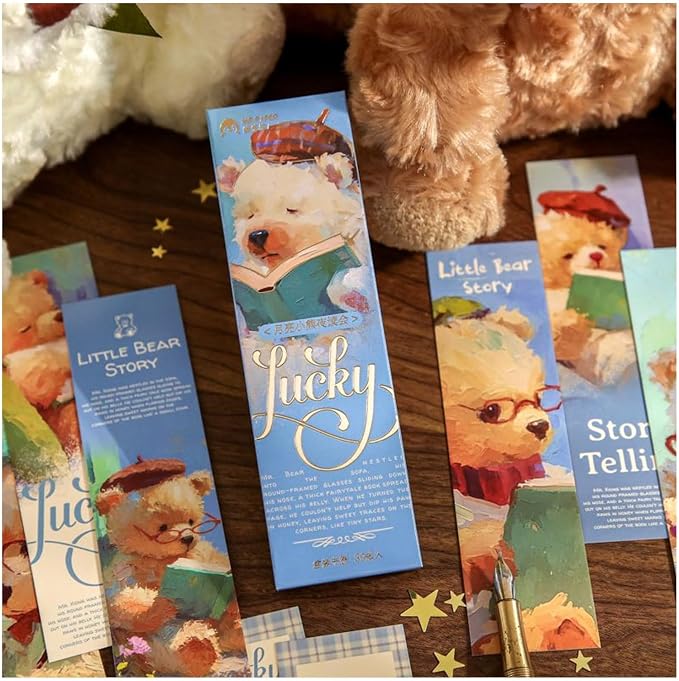 Cute Funny Animal Theme Colorful Bookmarks, 30 PCS (Bear Story)