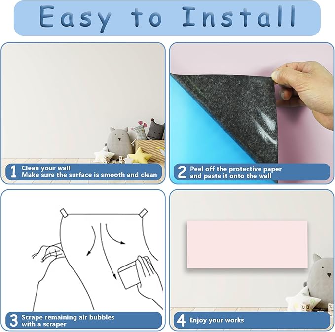 Magnetic Chalkboard Contact Paper for Wall,Peel and Stick Self Adhesive Blackboard Wall Decal Roll for Home School,40",x 16",Pink (CB-PK-40100)