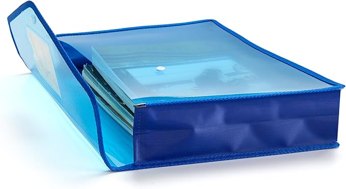 Plastic Wallet Folder Envelope Poly Envelope Expandable File Wallet Document Folder with Snap Button Closure, Legal Size, 5 Pack Large Waterproof Accordion File Pouch (Blue)