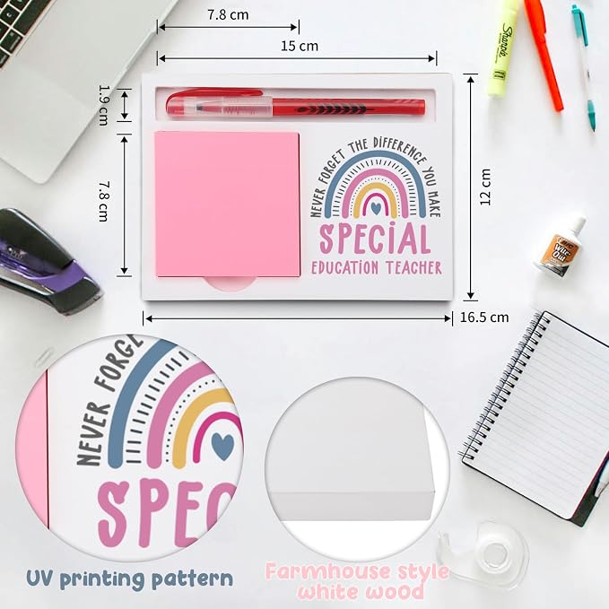 Special Education Teacher Gifts Sticky Note Holder, Thank You Gift for SPED Inclusion Educator, or Resource Room Staff, Teacher Appreciation Week, Graduation or Holiday Recognition PB052