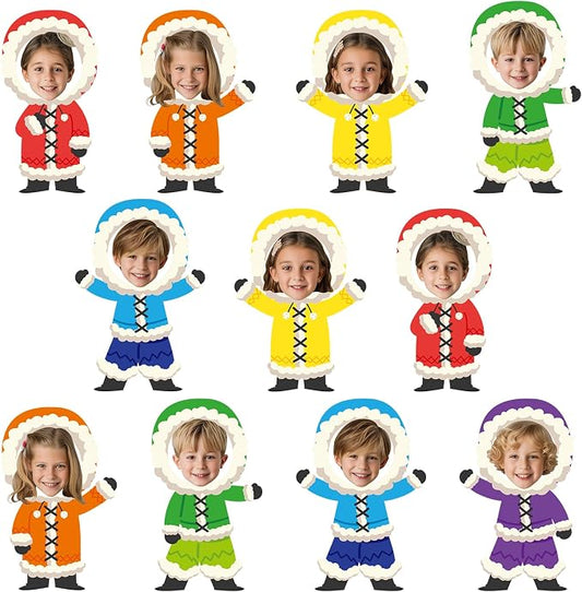 60Pcs Winter Paper Cutouts Bulletin Board Decorations Colorful Inuit Clothing Paper DIY Photo Picture Crafts Winter Christmas Classroom Supplies for Kids Party School Home Birthday Wall Decor