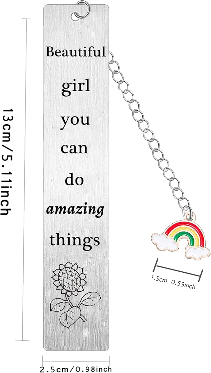 Inspirational Bookmark, Inspirational Gifts for Girl Gifts Girl Christmas Birthday Gifts for Daughter Granddaughter Sister Friend, Sunflower Bookmark, Beautiful Girl You Can Do Amazing Things
