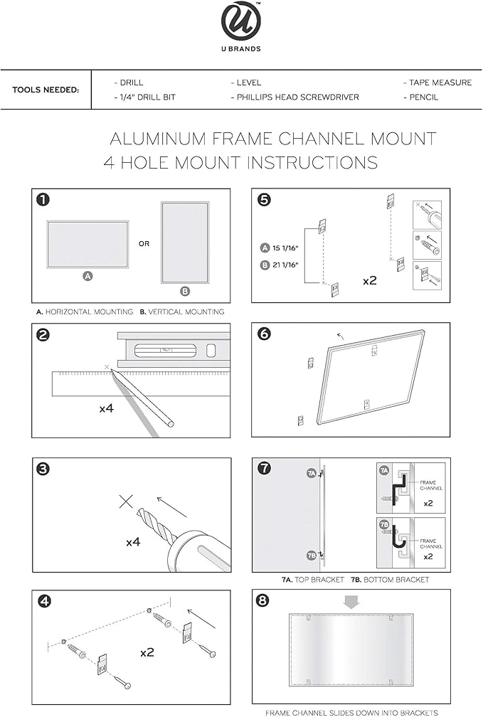 U Brands Dry Erase Board White Board, 36" x 36" Inches, Melamine Surface, Silver Aluminum Frame (2889U00-01)