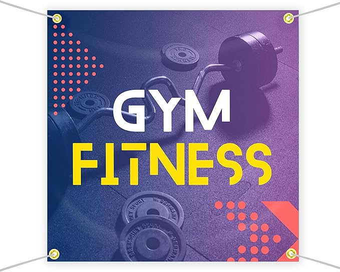 Gym Fitness Large Banners and Signs for Outdoor by Mavis Printing-Polyester Banner with 4 Holes for Easy Hang Indoor & Outdoor|4x1 Feet HD Print Sign to Promote Church| Made in USA