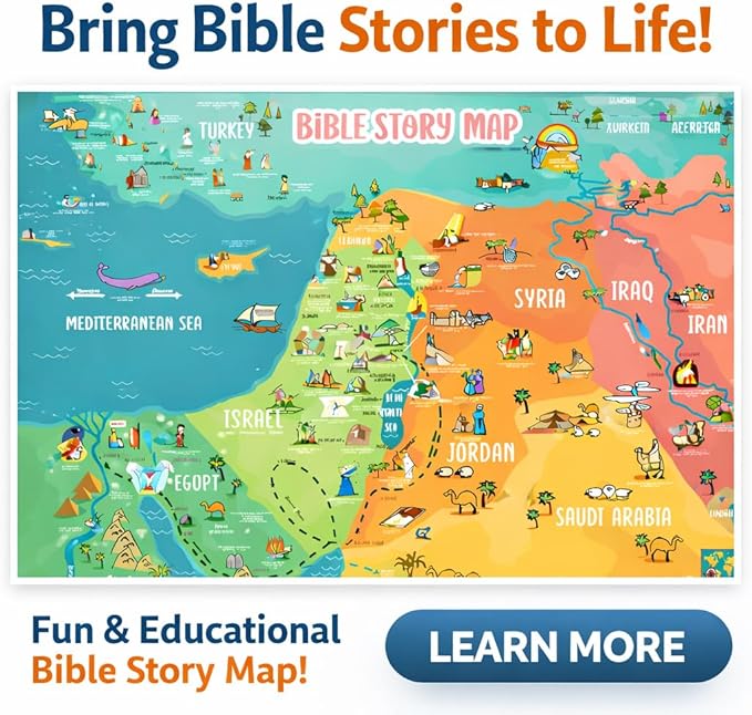 Beersheba Bible Story Map Poster (Laminated) (3, 18" x 24")- For Classroom, Christian Learning, Homeschool, Christian History & Art for Home Church Or Sunday Bible School, Old Testament Decorations