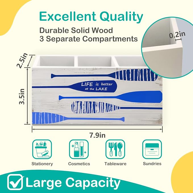 Lake Decor Pen Holder for Home Office Desk, Lake House Decor, Lakes Lovers Gifts Makeup Brush Toothbrush Holder Organizer for Bathroom Desk Accessories