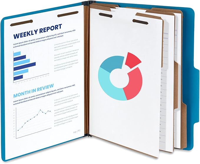 Blue Summit Supplies Dark Classification Folders, 3 Dividers, Letter Size with 2 Inch Tyvek Expansions, Use for Organizing Medical Records & Client Files, Great as Lease Folders, 10 Pack