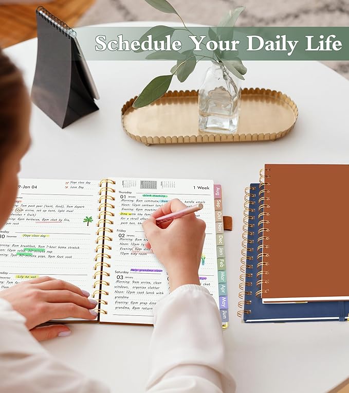 Academic Planner 2026-2027, Hardcover Weekly and Monthly Calendar Planner from July 2026 - June 2027, Daily Agenda Planners with Tabs, College School Organizer for Student Teacher, A4 (8.5" x 11"), Brown