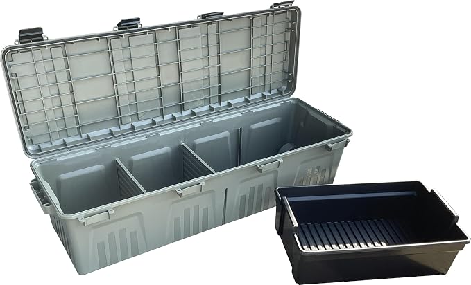 MTM MGC - The Mule Mobile Gear Crate, Storage for Hunting & Outdoor Gear, Shooting Supplies, Camping Accessories, Water-Resistant, Stackable, 81 Qts Capacity, 43.5”x14.7”x11.5”, USA Made, Army Green