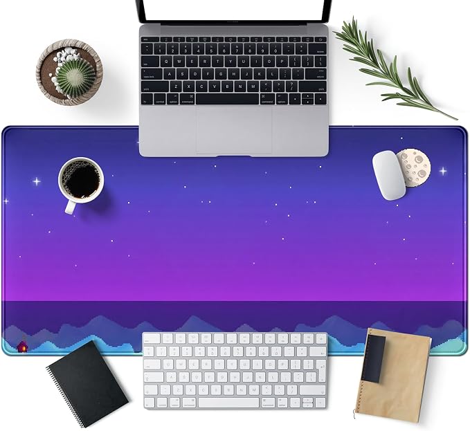 Purple Large Gaming Mouse Pad Extended Kawaii Cute Desk Mat Pad Anime Mousepad XXL Night Keyboard Pad Computer Laptop Mouse Mat Office Desktop Decor Pad 31.5x15.7 in