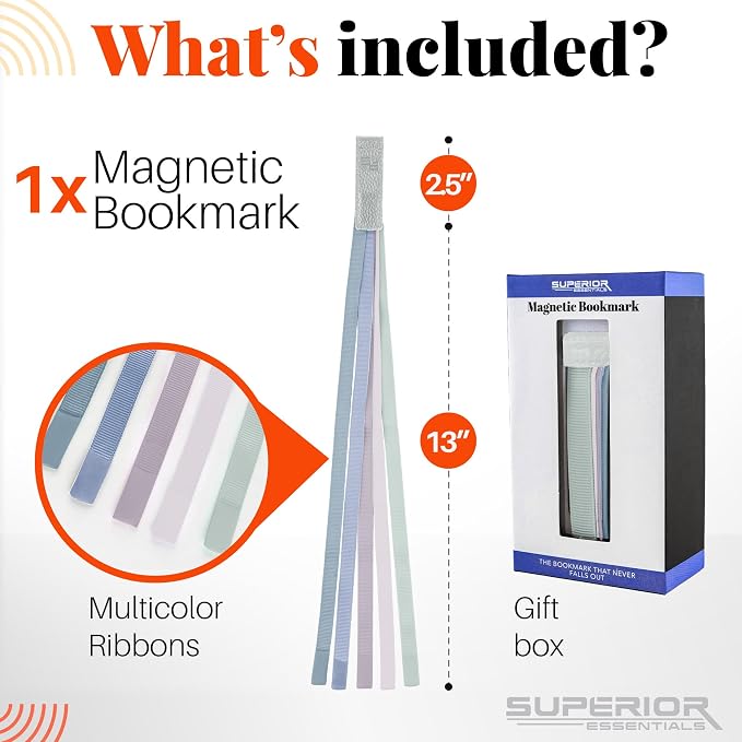 Superior Essentials Magnetic Leather Bible Bookmark-Attachable Bible Ribbon Bookmarks for Book Lovers with 5 Colorful Strings - No More Flipping Through Pages Using Our Bible Page Markers(1PC, Pastel)