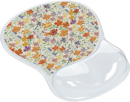 AUPET Ergonomic Mouse Pad with Gel Wrist Support – Non-Slip Mouse Mat with Comfortable Memory Gel Cushion – Relieves Wrist Pain – Designer Pattern for Home Office & Gaming (Spring Blooms)