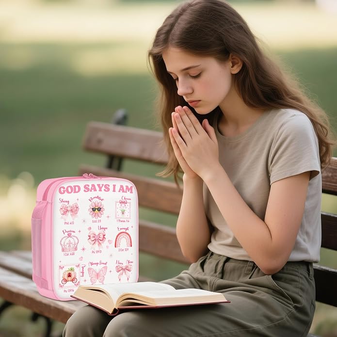 Bible Cover for Women, Bible Holder, Bible Cover With Handles, Bible Carrying Case, Bible Bags With Zipper and Pockets