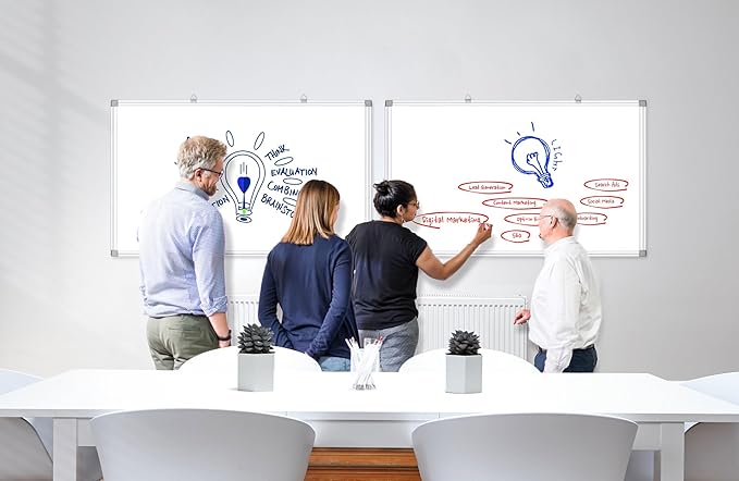 Magnetic Whiteboard, Dry Erase Board, 16x12 Inches, Wall Mounted White Board with Pen Tray, Aluminum Frame, Includes 1 Eraser, 2 Markers, 4 Magnets