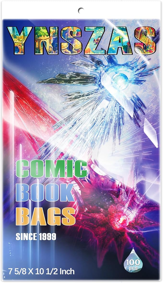 Comic Book Sleeves, Upgrade Polypropylene(PP) Acid-Free Materials,Resealable Crystal Clear Comic Book Storage Boards Bags,20% Thicker Better Comic Collection Display,7.625 x 10.5 Inch,100-Count