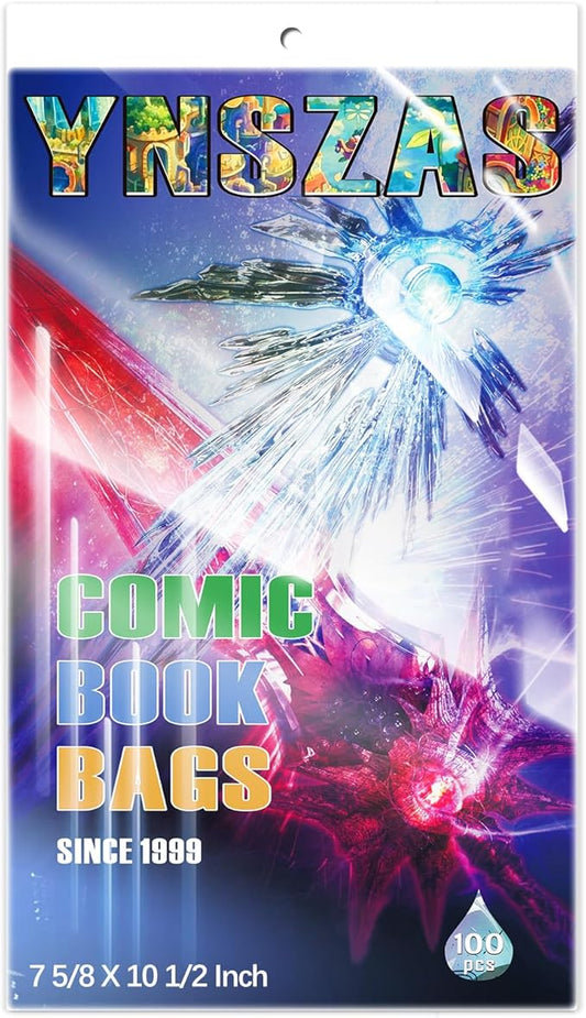 Comic Book Sleeves, Upgrade Polypropylene(PP) Acid-Free Materials,Resealable Crystal Clear Comic Book Storage Boards Bags,20% Thicker Better Comic Collection Display,7.625 x 10.5 Inch,100-Count
