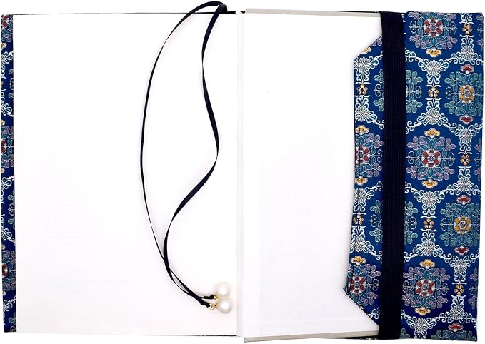 BLBMH A5 Journal Cover | Non-Stretch Fabric Notebook Sleeve with Bookmark, Handmade 5.5x8.3 Washable Privacy Protector for Paperback Bible Hardcover, Gift for Women - Flower Blue