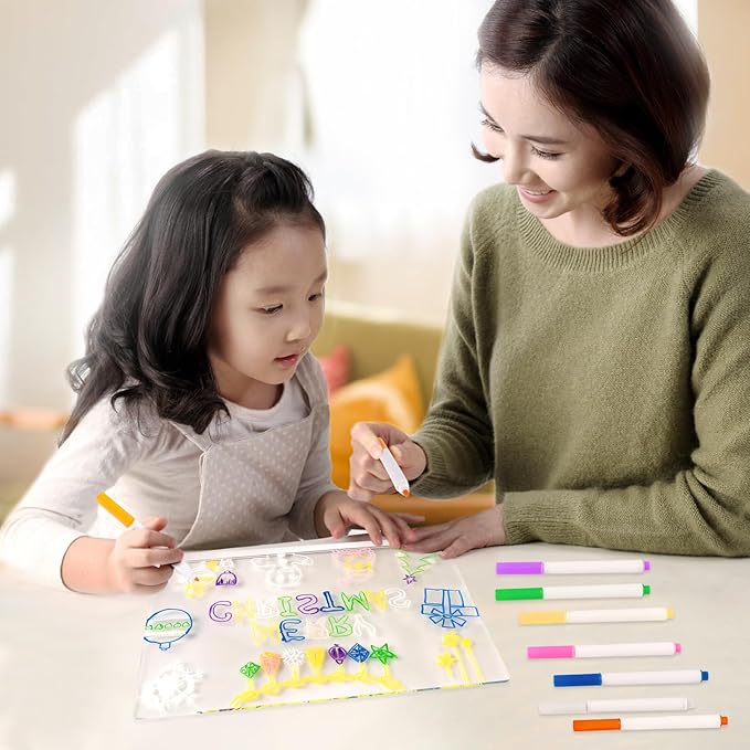 Clear LED Acrylic Dry Erase Board with Light & Stand,7 Color Pens, Light Up Drawing Message Board for Writing Doodle Memo,Desktop Night Light for Home Office School Bar Cafe,Holiday Gift.7.9x7.9in