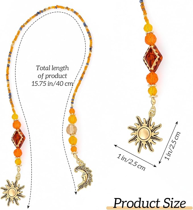 Vintage Bohemian Sun Moon Beaded Bookmark - Y2K Aesthetic Beaded Book Mark for Women & Men, Unique Aesthetic Bookish Gifts for Booklovers Students Teachers