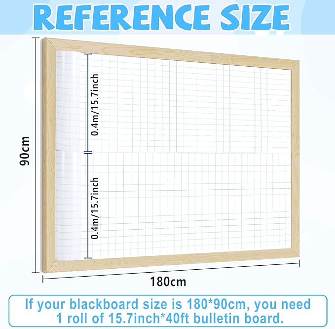 Blue Grid Graph Bulletin Board Roll Reusable Waterproof Erasable Blue Grid Non-Woven Fabric Bulletin Board Roll Loose Leaf Graph Poster for Teacher Classroom Decors Wrap Crafts 15.75" x 40ft