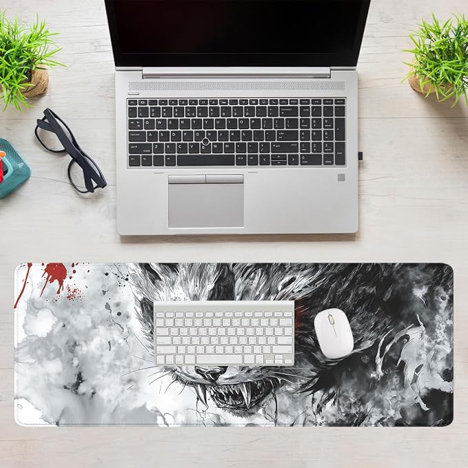 Evil Cat Gaming Mouse Pad Desk Pad Gothic Red Eyes Mousepad XL Large Gaming Mousepad Laptop Keyboard Mat Desk Pad Office Computer Keyboard Laptop Home 31.5"x11.8"