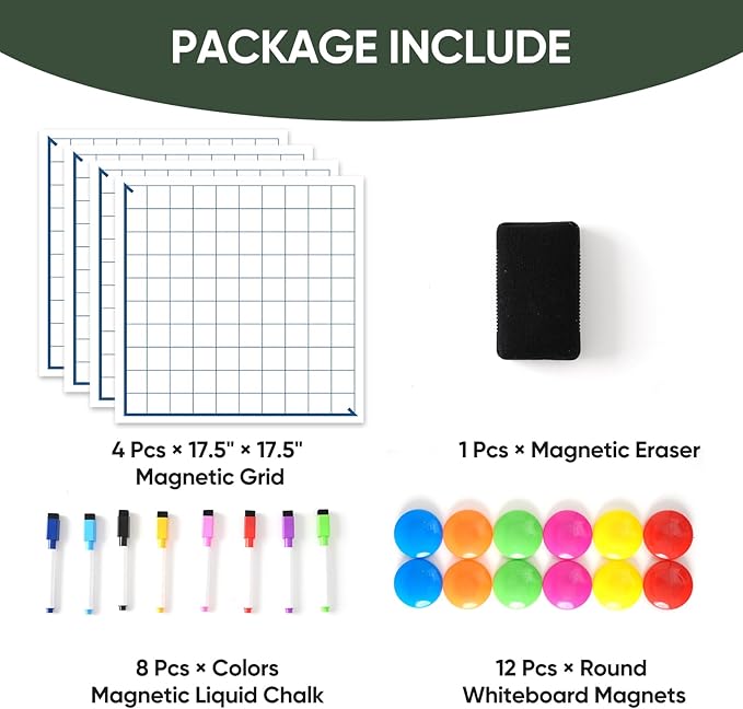 Magnetic XY Coordinate Dry Erase Grid, 35" x 35" Inches, Dry Erase Graph Board, Magnetic Coordinate Plane for White Board, Teacher Math Classroom Must Haves, School Classroom Office Supplies