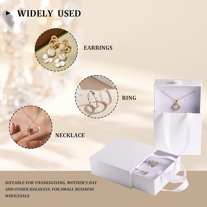 40 pcs paper boxes 9 x 9×3.5 cm white luxury gift storage, jewelry gift storage box for earrings necklaces bracelets rings