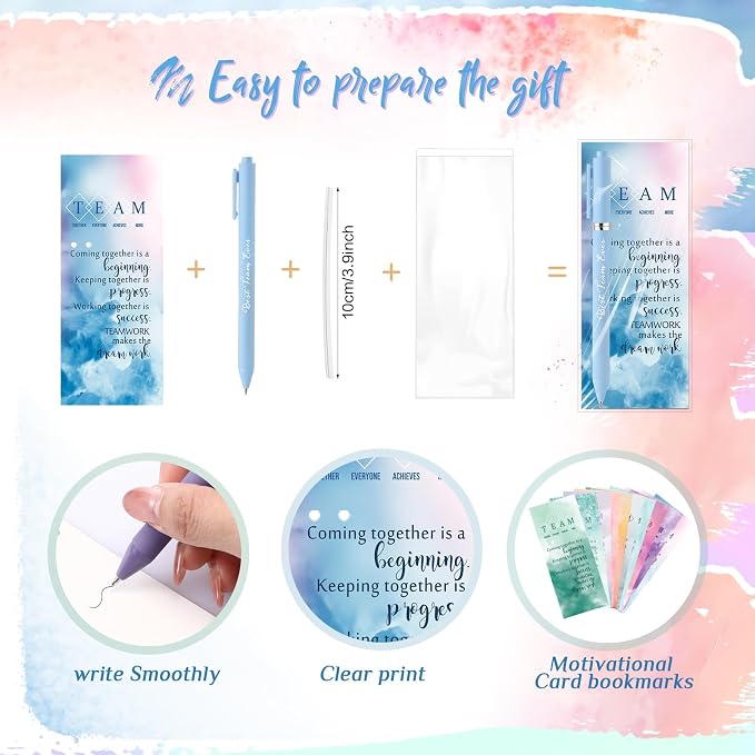 Quelay 30 Set Motivational Employee Appreciation Gifts Bulk Inspiring Quote Bookmarks Inspirational Pens for Women Team Building Gifts Thank You Gift for Nurse Coworker Staff Office(Team)