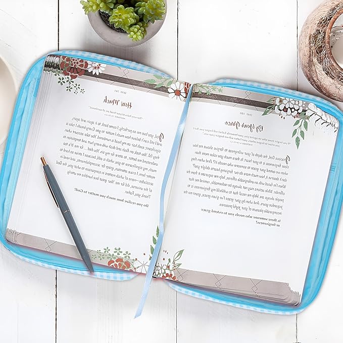 Bible Covers for Women, Bible Case, Bible Bag with Top Handle, Stripe Bible Bag Proteceive Book Case, Bible Carrying Church Bag for Christian Gifts （Blue Gingham）
