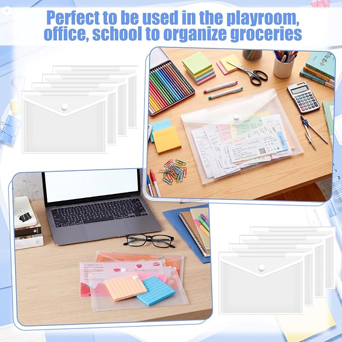 200 Pieces Clear 5x7 Small Plastic Envelopes Receipt Check Storage File Holder Case Waterproof Transparent File Envelopes for Home Office Document Receipt Card Storage