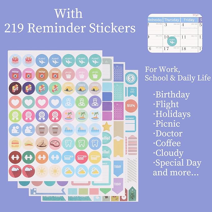 MultiBey Desk Calendar 2025-2026, 18 Months Calendar from July. 2025 to Dec. 2026, 8" x 8" Standing Flip Desk Calendar Floral with Thick Paper, Includes Stickers
