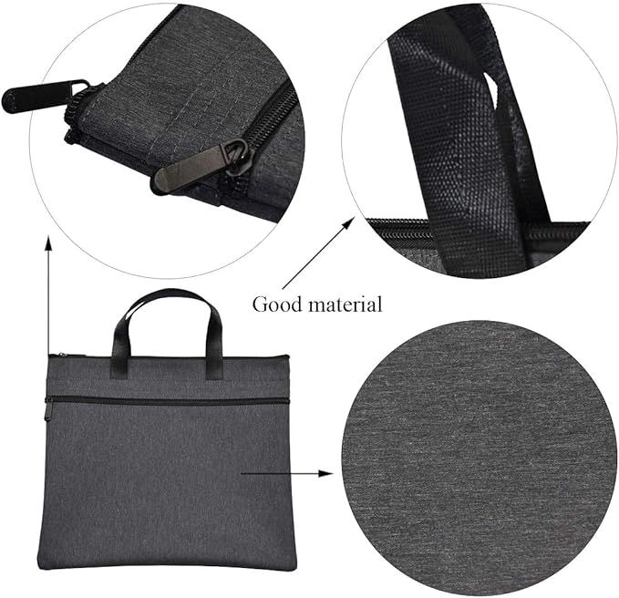 Enyuwlcm Waterproof Zipper Document Bag Handle Meeting Office Organizer Briefcase Black