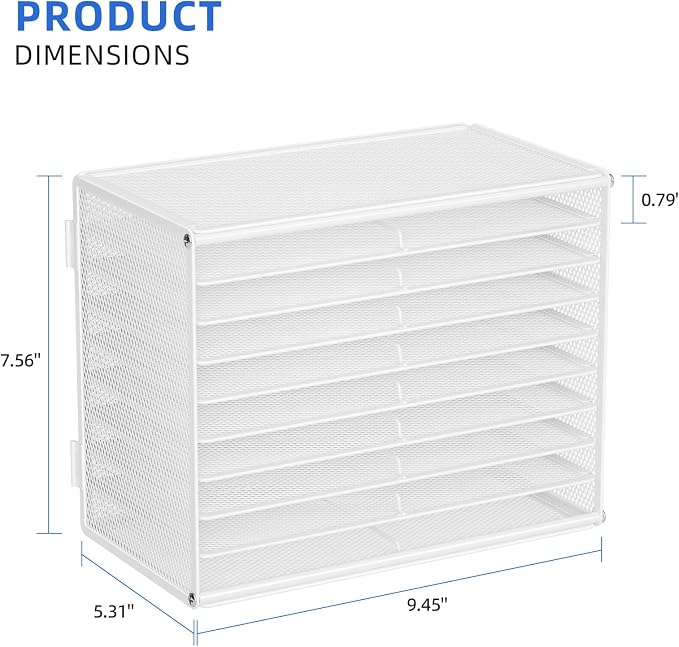 Marbrasse Mesh Marker Organizer, Metal Desktop Storage Rack for 126 Markers, Pens, Pencils, 9 Tier Marker Holder for Office Classroom & Home Art Supplies(White)