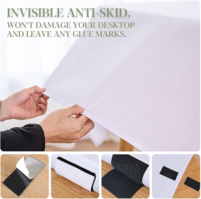 40 Sets Small Sticky Strips with Adhesive, 0.78 x 1.18 inch Tablecloth Invisible Hook and Loop, Picnic Table Clips, Tablecloths Table Cloth Holder, Black