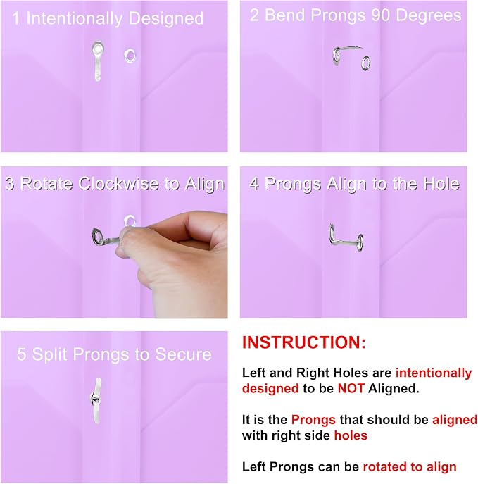 Youngever 6 Pack Heavy Duty Plastic Two Pocket Folders with 3 Prongs, Metal Prongs Fastener, Heavy Duty Plastic 2 Pocket Folder (Mauve)