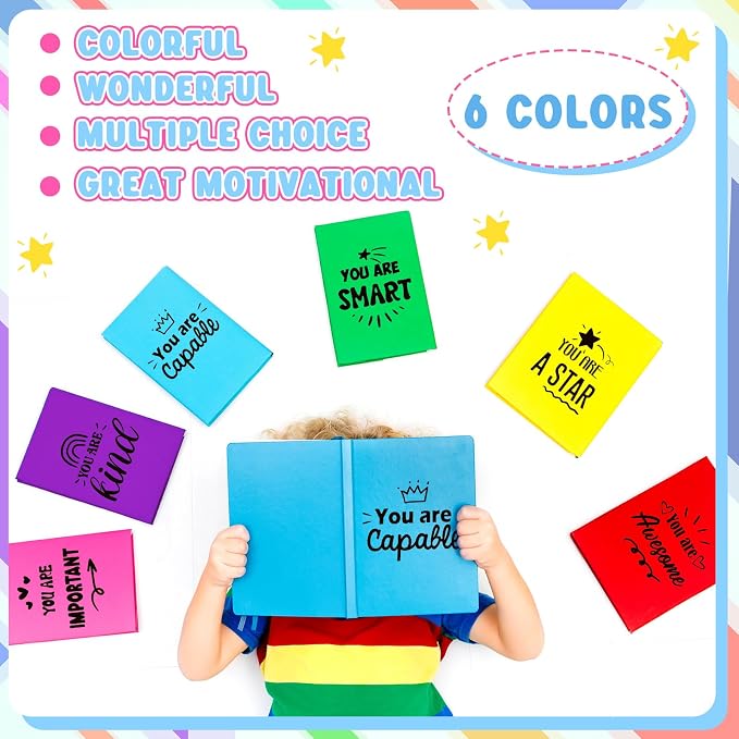 AmazingSpark 6 Pcs Stretchable Book Cover Reusable Protector for Hardcover Textbooks up to 9 x 11 in, Inspirational Colored Quotes Book Covers Washable Textbook Protector Back to School Gift Supplies