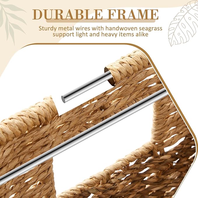 Jingmore Hanging File Box, Various Materials Collapsible Woven File Organizer for Letter Size Files, Portable Decorative Storage Basket with Handles for Home Office Decor