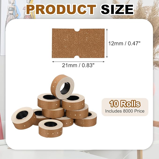 PATIKIL Pricing Labels, 10 Rolls 8000 Price Price Gun Labels Self-Adhesive Rectangular Puzzle Shape Marker Tag Stickers for Date Gun, Coffee