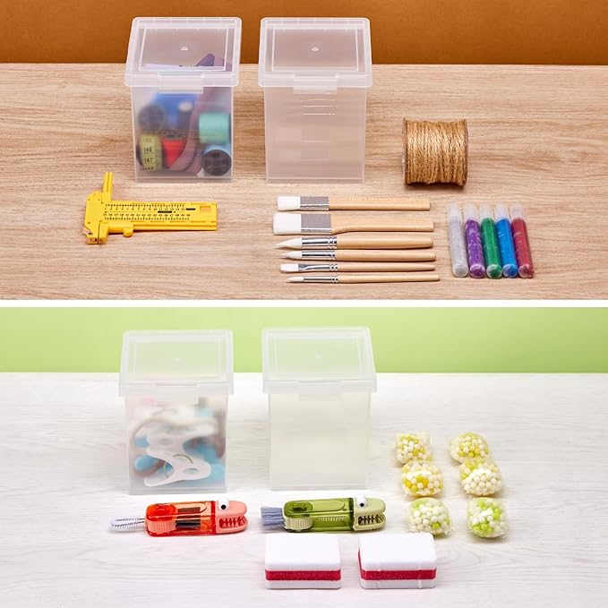 Bostitch Konnect Clear Storage Containers with Lids, Stackable Plastic Organizer Bins, 1.5 Quart, 2 Pack