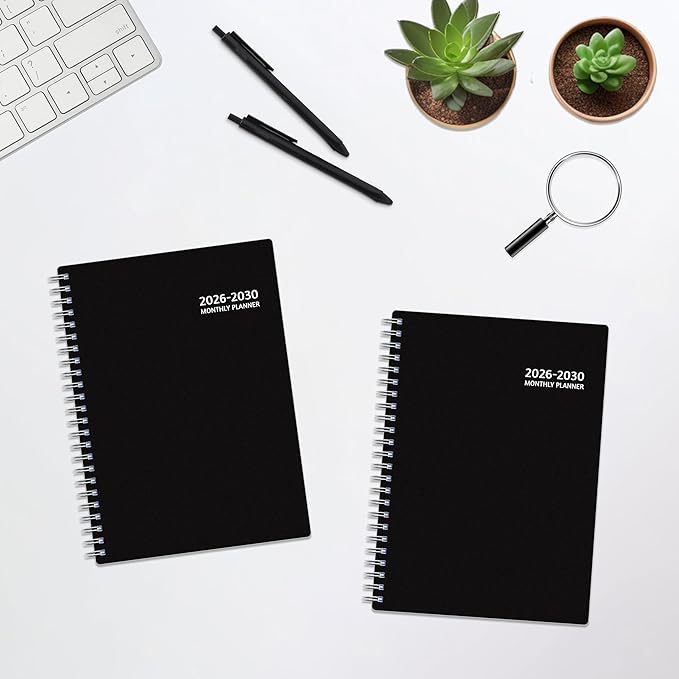 Monthly Planner 2026-2030, 5-Year Calendar Planner 2026-2030, Jan 2026 – Dec 2030, 6.2 x 8.4 In, Ruled Spread, Flexible Cover, Spiral Wirebound, Pocket, 60 Coated Monthly Tabs, Notes ＆ Habit Tracker