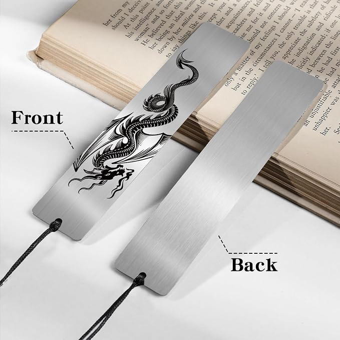 Dragon Bookmarks for Men - Fantasy Metal Bookmark Book Accessories School Office Supplies Gifts for Bookish Book Lover Women Teacher Book Page Marker for Students Birthday Christmas Gift
