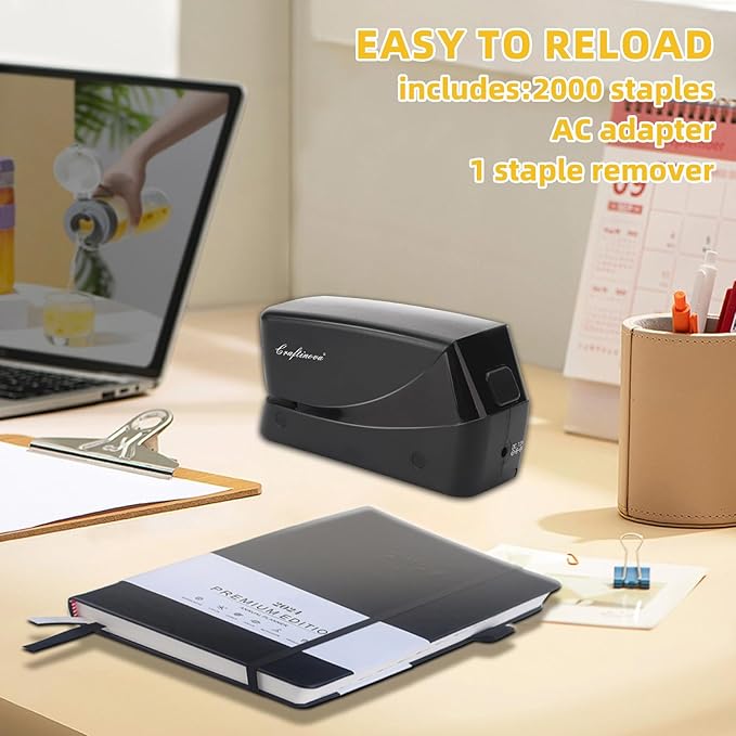 Electric Stapler, 25 Sheet Automatic Stapler, Include 2000 Staples and 1 Staple Remover, Jam Free, Professional and Home Office，Battery not Included，AC or Battery Powered